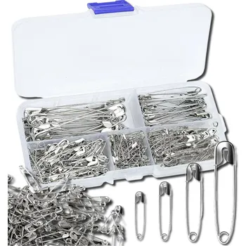 Camerazar Velký a malý set spon 260 ks stříbrné šicí sponky 19-54 mm
