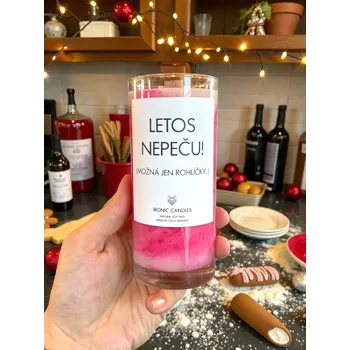 Svíčka IRONIC CANDLES - sójová svíčka LETOS NEPEČU (možná jenom rohlíčky...) Velikost svíčky / Size: Střední / Medium, Barva a vůně / Color and scent: Neon žlutá - LITSEA CUBEBA (citrusová)