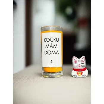 Svíčka IRONIC CANDLES - sójová svíčka KOČKU MÁM DOMA Velikost svíčky / Size: Střední / Medium, Barva a vůně / Color and scent: Neon žlutá - LITSEA CUBEBA (citrusová)