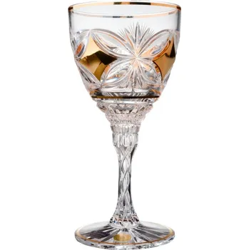 Sklenice Broušené zlacené sklenice na víno, Glamour Crystal, 180 ml, 2 ks