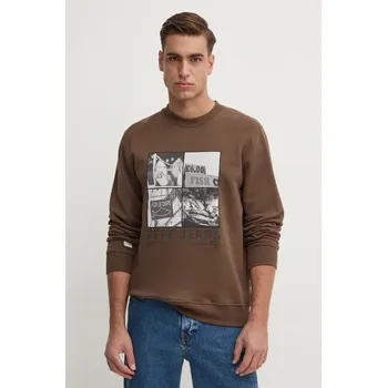 Pánská mikina Bavlněná mikina Pepe Jeans AWEST CREW PM582730 hnědá 88X, vel. XL