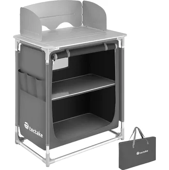Outdoor vaření TecTake GmbH 402921 kempinková kuchyň premium se 2 přihrádkami - šedá