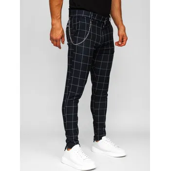 Inkoustové pánské textilní karované chino kalhoty Bolf 0061 - 32/M