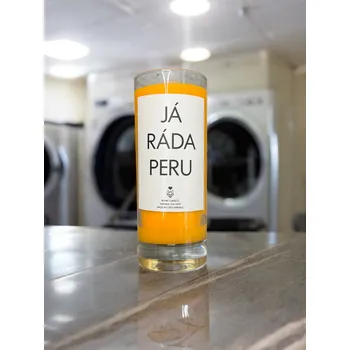 Svíčka IRONIC CANDLES - sójová svíčka JÁ RÁDA PERU Velikost svíčky / Size: Střední / Medium, Barva a vůně / Color and scent: Hnědá - SANTALOVÉ DŘEVO