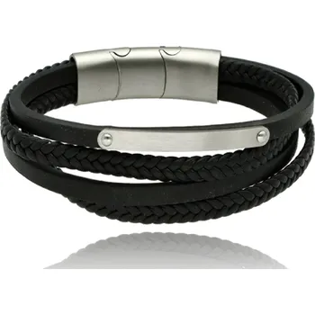 Náramek Yvon Moderní pánský kožený náramek s pleteným detailem a magnetickým zapínáním