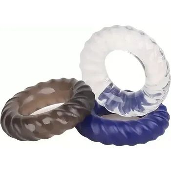 Set 3 pružných erekčních kroužků Wavy Cock Rings