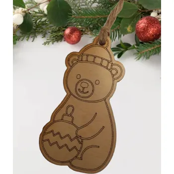 Vánoční dekorace Dary dřeva Dřevěná baňka - medvídek