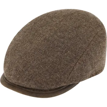 Čepice Fiebig - Headwear since 1903 Zimní taupe bekovka driver cap od Fiebig - hnědá vlna a kůže Velikost: 57 cm (M)