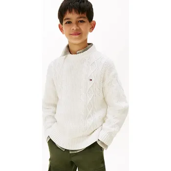 Dívčí oblečení Dětský bavlněný svetr Tommy Hilfiger KB0KB09910.9BYA bílá 00X, vel. 164