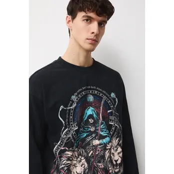 Pánské tričko Bavlněné tričko s dlouhým rukávem Medicine RW25-BUMC01 černá 99X, vel. S