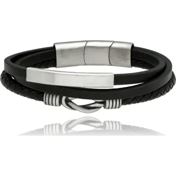 Náramek Yvon Moderní kožený náramek se segmentovým magnetem z oceli 316L