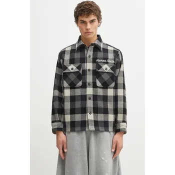 Dámská casual bunda Košilová bunda s příměsí vlny Human Made WOOL CHECK, XL, námořnická modř, 59X