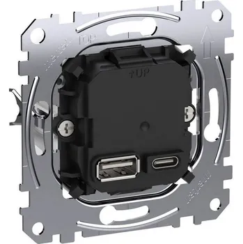 Elektrická zásuvka Mechanizmus USB rychlonabíječky, Merten, USB A+C 45W PD SCHNEIDER MEG4366-0120