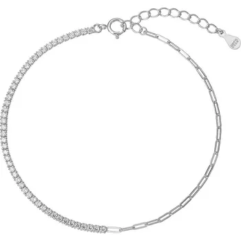 Náramek Stříbrný náramek se zirkony a řetízkem 13103.1