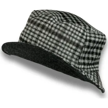 Klobouk KRUMLOVANKA Oboustranný dámský klobouk Bucket - černošedý - kostka Fa-57126-SED