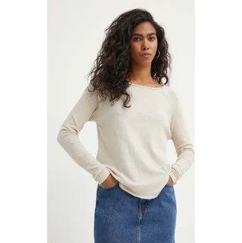 Pánské tričko Bavlněné tričko s dlouhým rukávem American Vintage T-SHIRT ML COL BATEAU SON31GE24 béžová 12X, vel. M