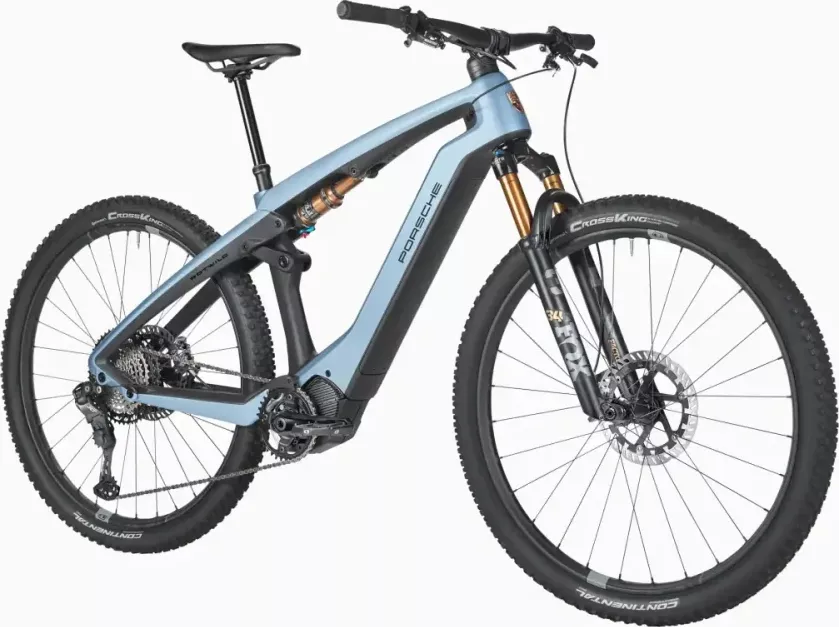 Porsche eBike Cross Performance horské elektrokolo s karbonovým rámem modrá metalíza (Vysoce výkonné horské elektrokolo od Porsche s karbonovým rámem a řídítky s optimalizovanou hmotností)