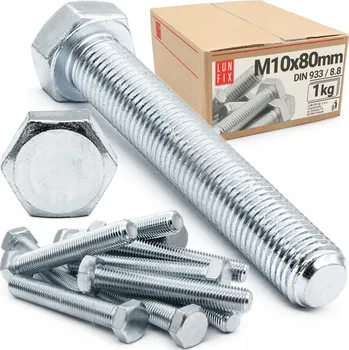 Šroub Šroub M10x80 pozink DIN 933 třída 8.8