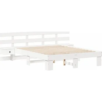 Ložnice Rámeček postele s opěrkou hlavy Bílý 150 x 200 cm Masivní borovicové dřevo