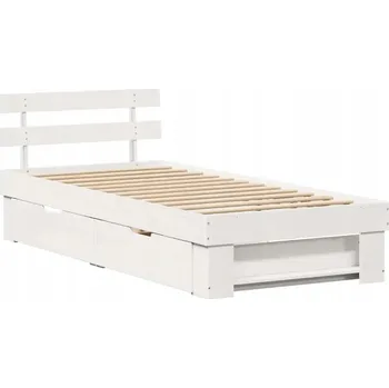 Postel Rámeček postele s opěrkou hlavy Bílý 90 x 190 cm Masivní borovicové dřevo