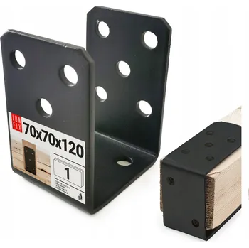 Černá patka sloupu typu U 70x120, přišroubovatelná kotva, držák sloupu 1 Ks.