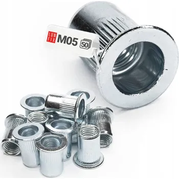 Matice Nýtovací matice M5 ocelové válcové rýhované pouzdro pozinkované 50 Ks