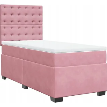 Postel Kontinentální postel růžová 200 x 100 x 140,5/150,5 cm s matrací a topperem