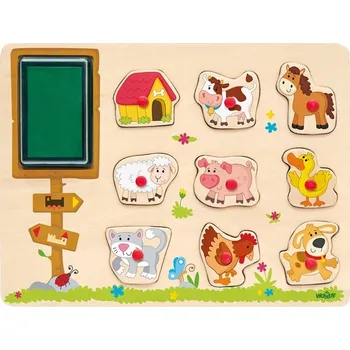 Dřevěná hračka Hračky pro děti Razítka a skládačka 2v1 Woody