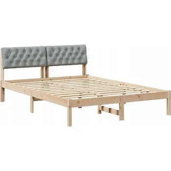 Postel Rám postele s čelem, hnědá a světle šedá, 135 x 190 cm