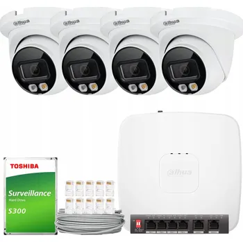 Bezpečnostní kamera Zestaw 4 Kamer zewnętrznych po kablu IP PoE IPC-HDW2649TM-S-IL-0280B DAHUA