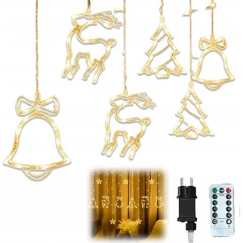 Vánoce SVĚTELNÝ ZÁVĚS LED VÁNOČNÍ OSVĚTLENÍ NA STROMEČEK GIRLANDA ZVONKY SOB BÍLÁ TEPLÁ