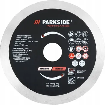 Řezný kotouč PARKSIDE PERFORMANCE Diamantový Kotouč plný Ø125 mm na mramor a dlaždice