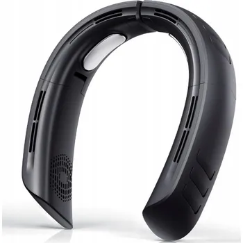 Domácí ventilátor Přenosný černý ventilátor na krk, nastavitelný, 6000 mAh