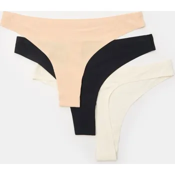 Kalhotky Sinsay - Žebrovaná tanga 3 balení - vícebarevná - 806EO-MLC - 806EO-MLC-XXL