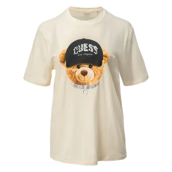 Dámské Tričko s krátkým rukávem GUESS TEDDY BEAR HAT SS T-SHIRT V5BI09I3Z14-G1O6 – Béžová L