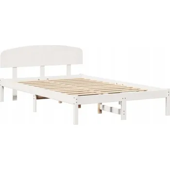 Postel Rámeček postele s opěrkou hlavy Bílý 120 x 200 cm Masivní borovicové dřevo