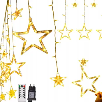 Vánoční dekorace SVĚTELNÝ ZÁVĚS LED HVĚZDIČKY Vánoční Světýlka Girlanda na Okno na Stromeček