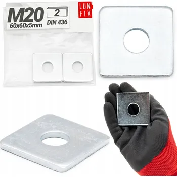 podložka ČTVERCOVÁ PODLOŽKA POZINK DIN M20 - 2 ks 60x60mm