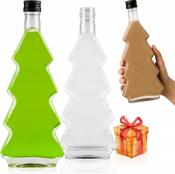 Obraz Skleněná lahvička se šroubovacím uzávěrem VÁNOČNÍ STROMEK 500 ml vánoční na vodku, víno, likéry