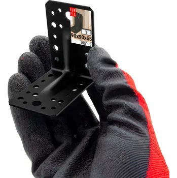 Tesařské kování Černý tesařský úhelník s prolisem, ocelový montážní 90x90x65 1 Ks