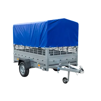 Auto-moto Přívěs za auto na pružinách 230x125 UNITRAILER GARDEN 230/R KIPP s pletivovými bočnicemi, rámem H-800 a modrým krytem