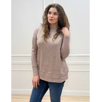 Těhotenský svetr Těhotenský a kojící svetr Molly 3v1 - světle hnědý melange Velikost: S