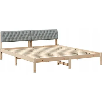 Postel Rám postele s čelem, hnědý a světle šedý, 180 x 200 cm