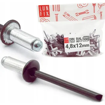 Nýt Trhací nýty hnědé 4,8x12mm hliníkovo-ocelové DIN7337 RAL8017 100 Ks