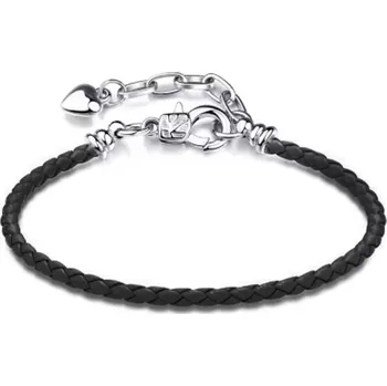 Náramek Černý kožený náramek 18 cm – kovové zapínání