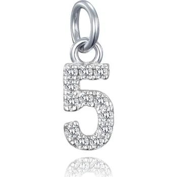 Přívěsek Stříbrný přívěs číslice "5" vykládaný zirkony