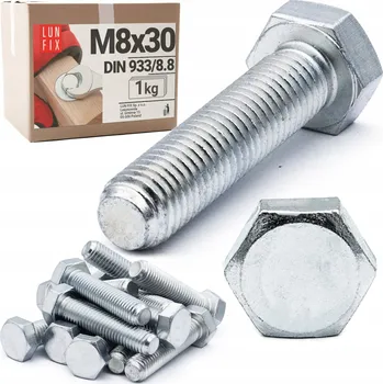 Šroub ŠROUBY METRICKÉ M8x30 pozink tř. 8.8 DIN 933 - 1 kg