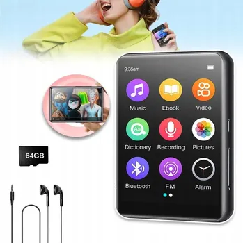 MP3 Přehrávač Bluetooth 64GB FM Rádio Sluchátka HIFI Přenosný MENU