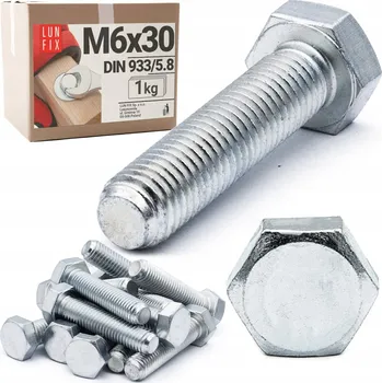 Šroub ŠROUBY METRICKÉ M6x30 pozink tř. 5.8 DIN 933 - 1 kg