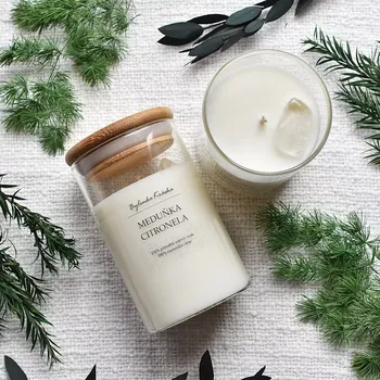 Svíčka Bc. Monika Mužíková Sojová svíčka MEDUŇKA CITRONELA 250 ml Křišťál